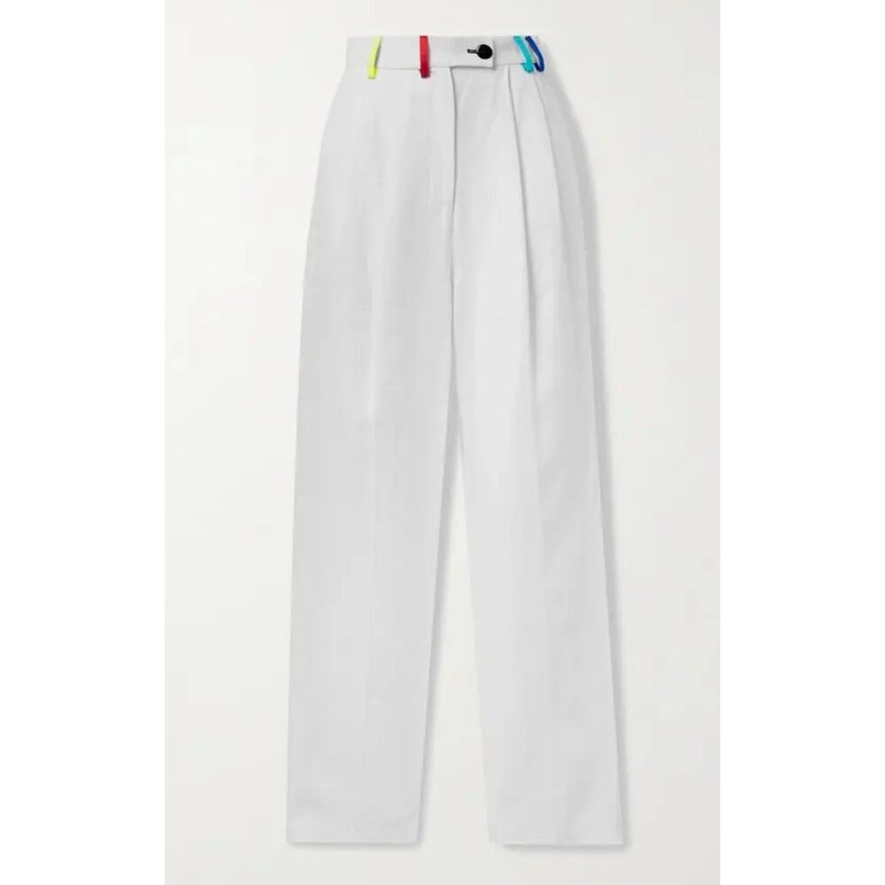 CHRISTOPHER JOHN ROGERS ColorBlock Pleated Linen Straight Leg Pants 4 A001034